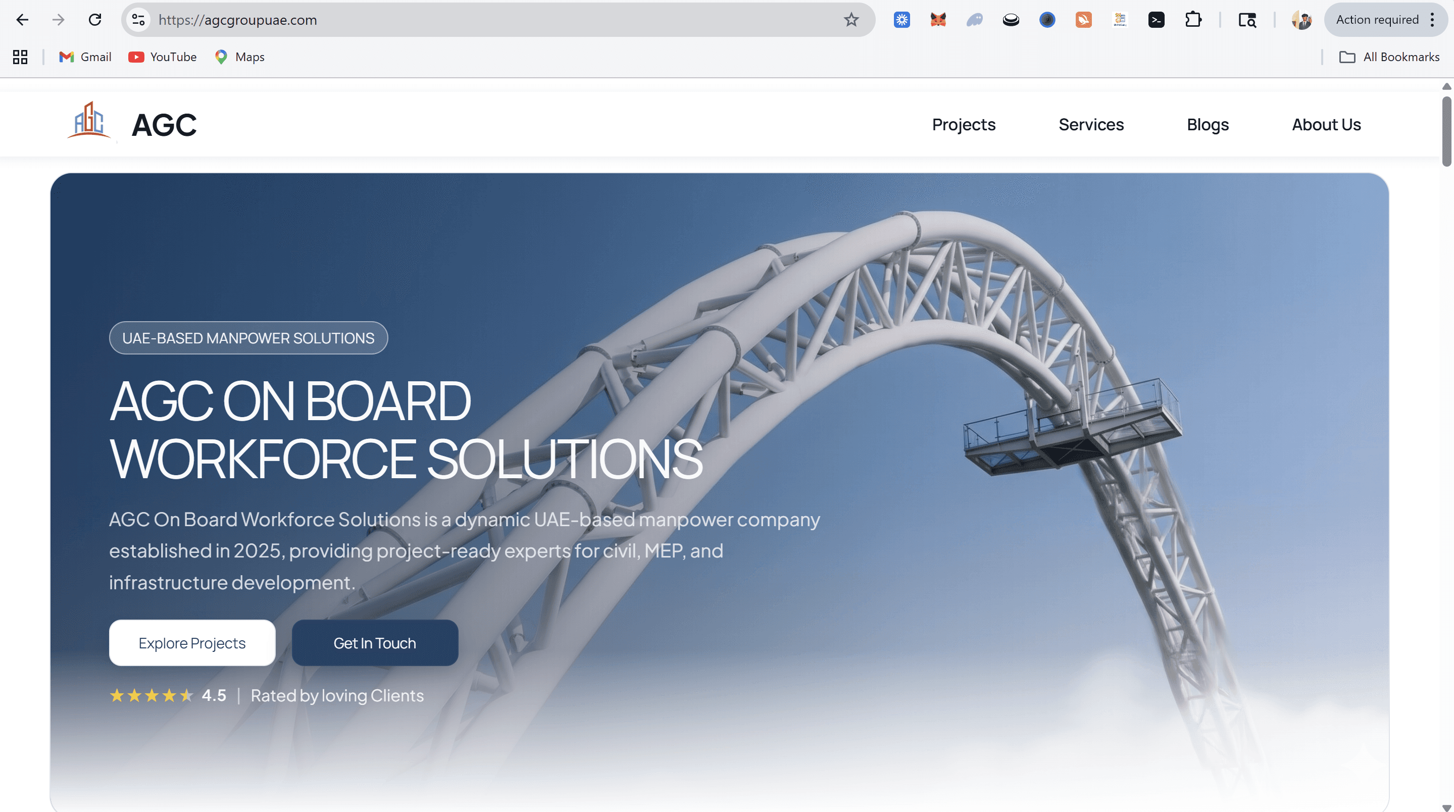 Screenshot of AGC On Board Workforce Solutions - A dynamic UAE-based manpower solutions company providing highly trained and project-ready manpower.